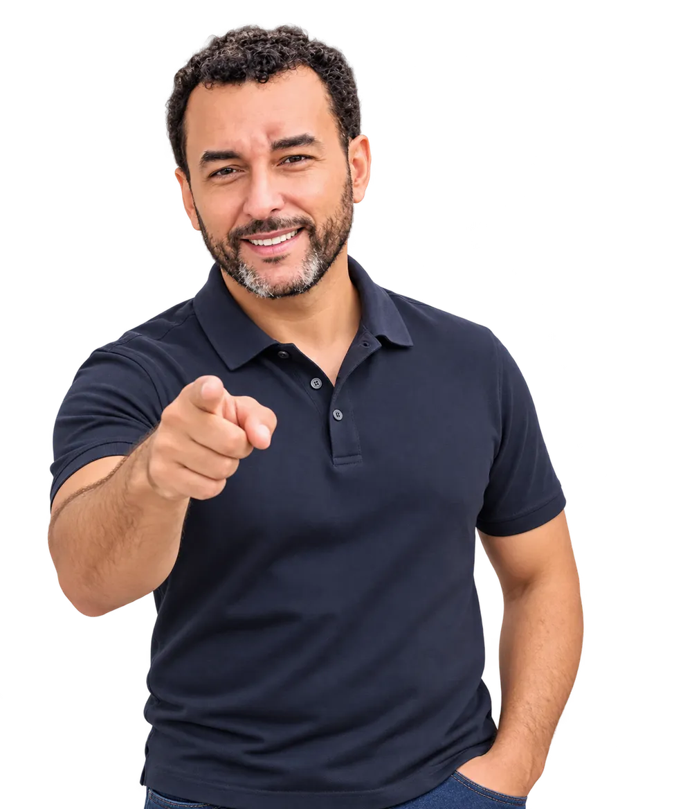 Prof. JeanGrafia apontando para a câmera